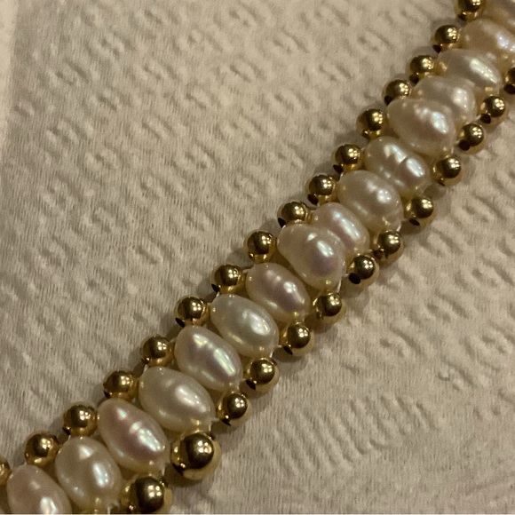 Vintage Freshwater Seed Pearl Gold Bead Necklace Earring Set Vintage 16” RTI 14K - Picture 10 of 16